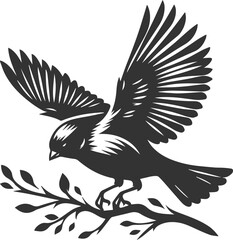 Finch bird black vector drawing silhouette illustration