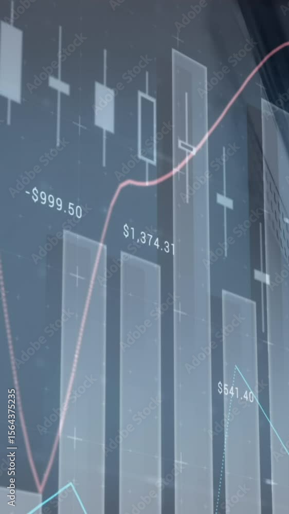 Poster animation of statistics and data processing over paying terminal