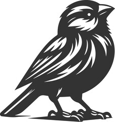 Finch bird black vector drawing silhouette illustration