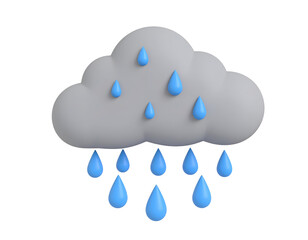 3D Rainy Cloud Illustration