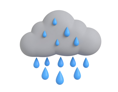 3D Rainy Cloud Illustration