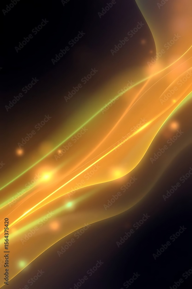 Poster golden radiance with luminescent streams on a deep background effect