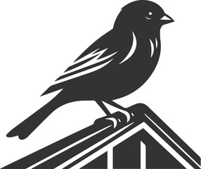 Finch bird black vector drawing silhouette illustration
