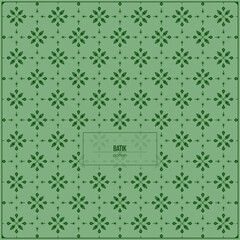 beautiful green batik pattern with circle flower ornaments
