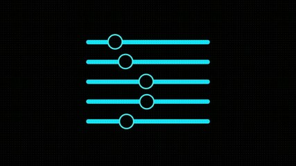Filter control. Adjustment icon vector on ball and black background.