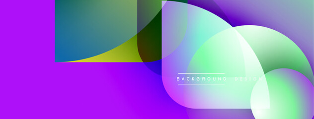 Abstract fluid shapes overlap, creating vibrant purple, green, blue gradients. Modern design element for backgrounds, presentations.