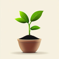 A Healthy Plant Growing in a Brown Pot made with generative AI