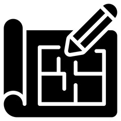 Blueprint Icon, Glyph style icon vector illustration, Suitable for website, mobile app, print, presentation, infographic and any other project.