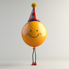Happy Balloon with Party Hat Celebrating Made with generative AI