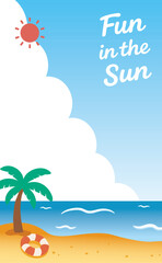 Hand-drawn English Phrase on Seaside Background (Fun in the Sun) 02