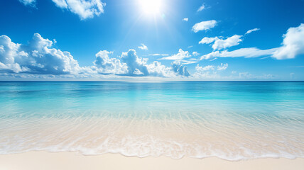 tropical beach with blue sky