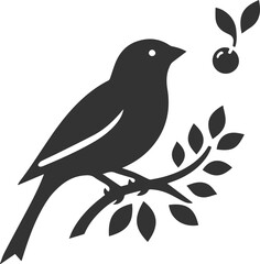 Finch bird black vector drawing silhouette illustration