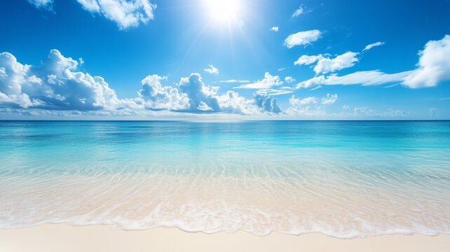tropical beach with blue sky - Powered by Adobe