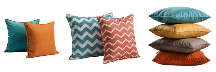 Colorful chevron pattern decorative throw pillows set teal home on transparent background