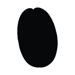 Black coffee bean shape on white background graphic illustration design element isolated vector