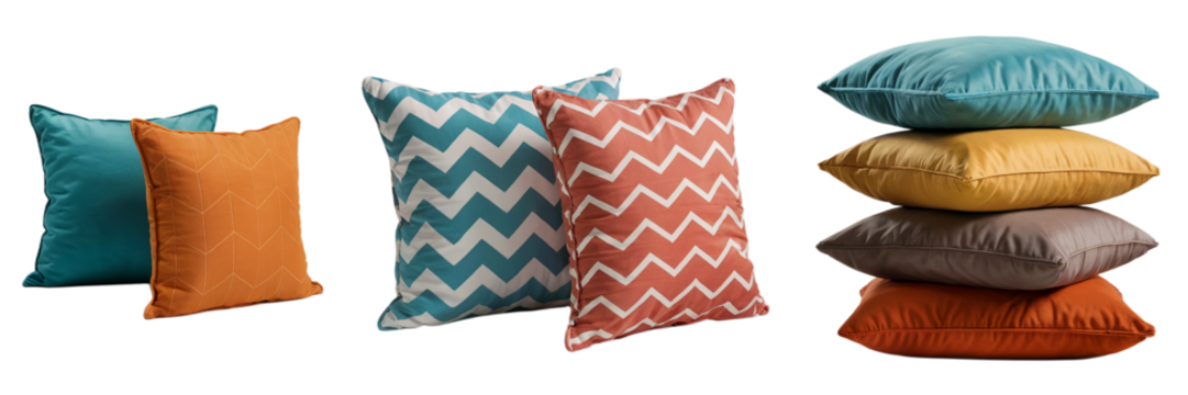 Colorful chevron pattern decorative throw pillows set teal home on transparent background