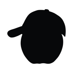 Black silhouette of an apple wearing a baseball cap on a white background food safety concept 1