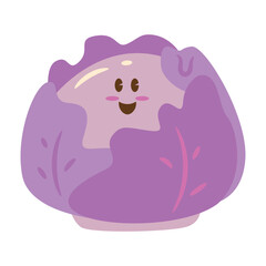 Cute Red Cabbage Cartoon Character with a Smiling Face Illustration