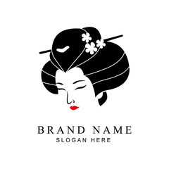 Geisha logo. Japan icon. Kimono. Fashion