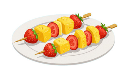 Colorful Fruit Skewers Vector Illustration