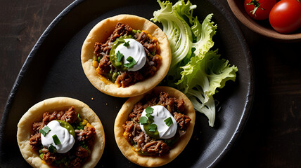 Delicious Mini Beef Tacos A Top-Down View of Savory Street Food Bites