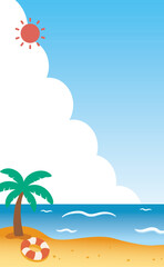 Summer Beach Background Illustration (with Background Color) 02