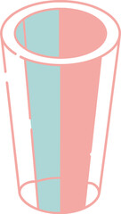 Illustration of a tall cylindrical container with pastel color blocks