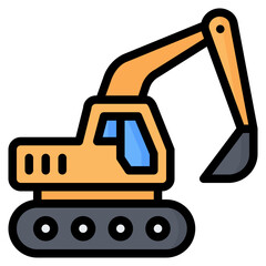 Excavator Icon, Filled Line style icon vector illustration, Suitable for website, mobile app, print, presentation, infographic and any other project.