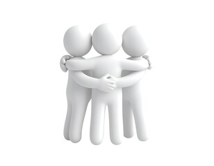 3D Illustration Friendship Embrace