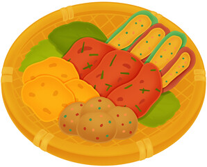 Traditional Korean Jeon Assortment in Basket, Korean Festival Food, Korean Pancakes, 전 종류, 한국 명절 음식, Korean Holiday Food

