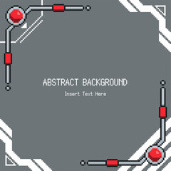 Grey Background with Futuristic Cyberpunk Industrial Frame, Pixel Art Style