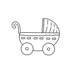 A baby carriage with a handle and a seat