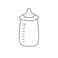 A white bottle with a black cap and a white label