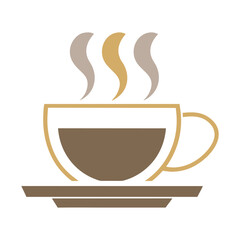 Hot coffee cup with steam and saucer vector
