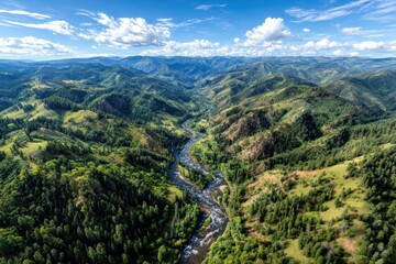 Obraz premium Mountainous valley with river