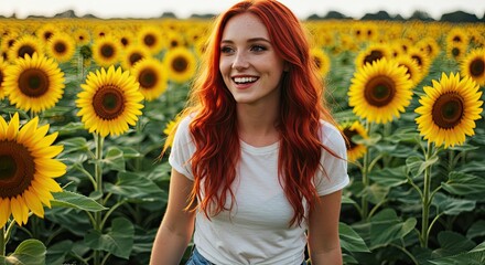 Woman in a sunflower field (1)