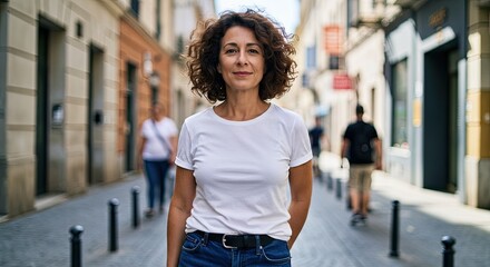 Woman in city street