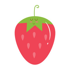 Cute Strawberry Character with Smiling Face Illustration