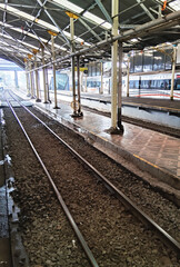 Empty Train Tracks and Platform at Bandung Station