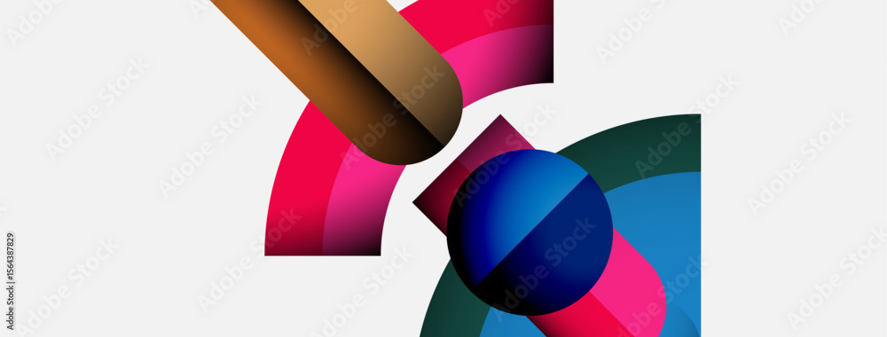 Poster abstract colorful shapes overlap, creating dynamic composition. bright hues blend, forming modern vi