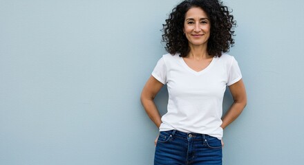 Woman in white t-shirt and jeans