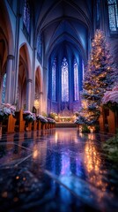 Majestic Christmas church interior