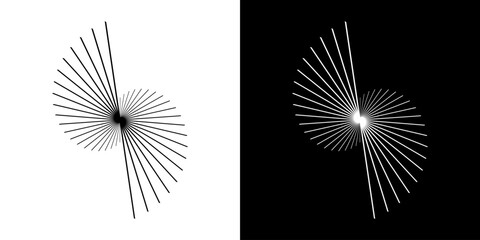 Dynamic abstract spiral sound wave rhythm lines. Circular spiral sound wave rhythm of lines. Circular futuristic abstract lines, black and white background.