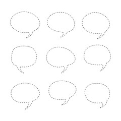 Set of Dotted Speech Bubbles. Empty Comic Dialogue Balloons for Text. Vector Illustration on White.