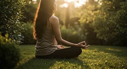 Woman meditating outdoors