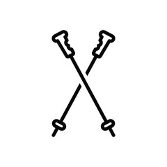Black line icon for ski pole
