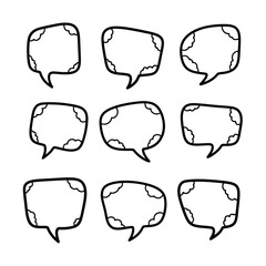 Collection of Hand-Drawn Doodle Speech and Thought Bubbles for Comics, Dialogue, and Communication
