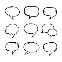 Hand-drawn Doodle Speech Bubbles and Thought Balloons Set for Communication and Design