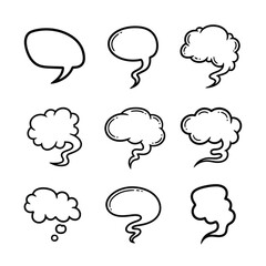 Hand Drawn Comic Speech and Thought Bubble Doodle Vector Set