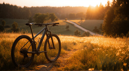Mountain bike adventure scenic view sunset trail cycling outdoor recreation nature photography golden hour